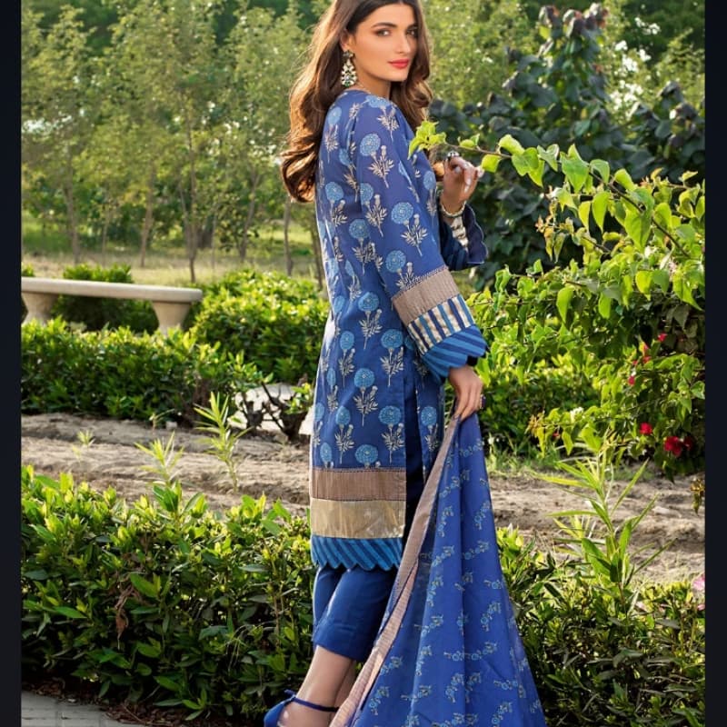 3PC Unstitched Printed Lawn Suit With Argan Oil Finish CL-1085 B