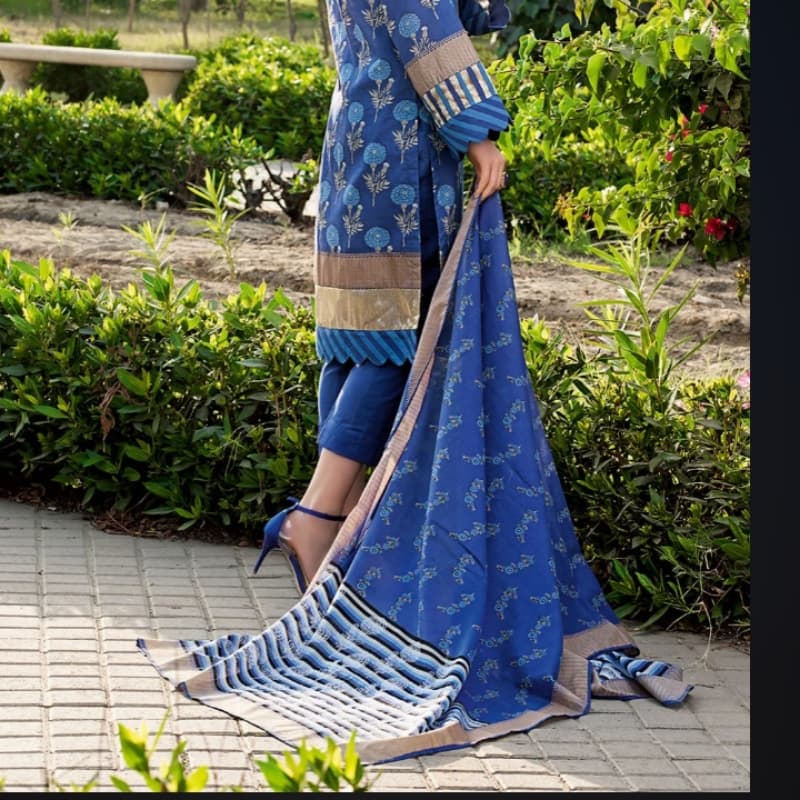 3PC Unstitched Printed Lawn Suit With Argan Oil Finish CL-1085 B