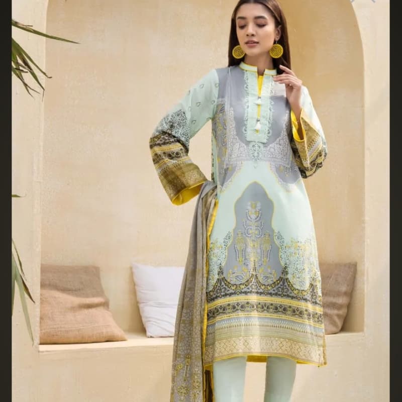 3 PC Unstitched Printed Lawn Suit CL-1023