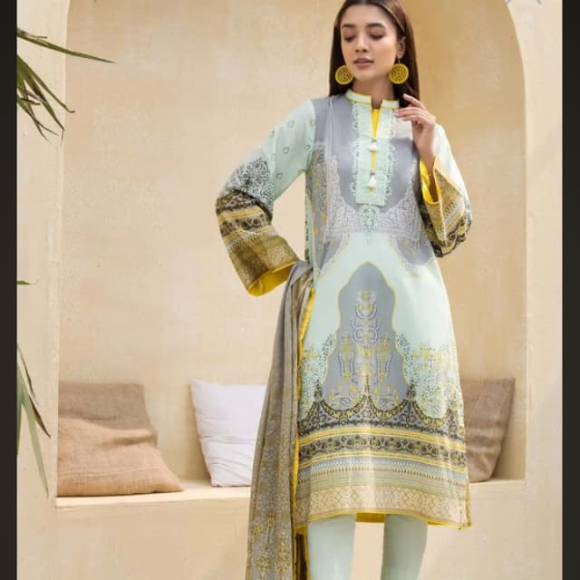 3 PC Unstitched Printed Lawn Suit CL-1023