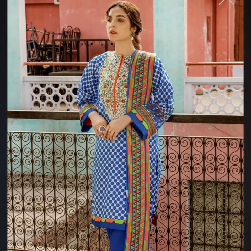 3PC Unstitched Lawn Suit CL-1166 A