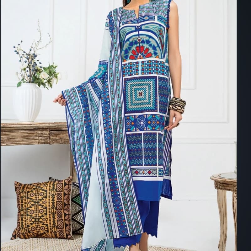 3PC Unstitched Printed Lawn Suit With Printed Lawn Dupatta CL-983 A