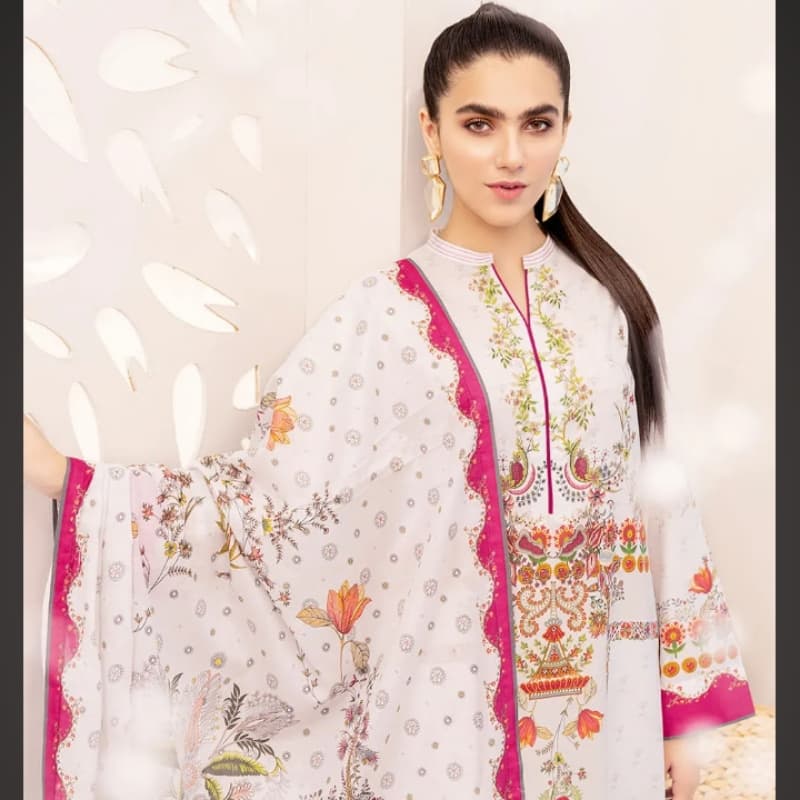 3PC Unstitched Digital Printed Lawn Suit With Digital Printed Lawn Dupatta