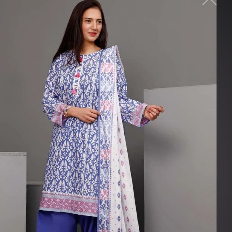 3PC Unstitched Printed Suit With Printed Lawn Dupatta CL-1089 B