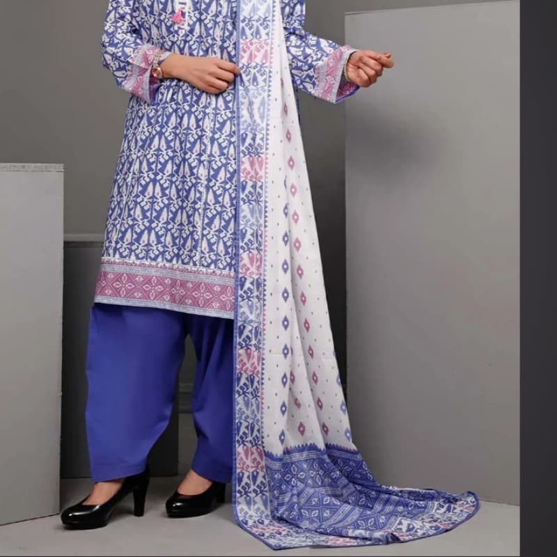3PC Unstitched Printed Suit With Printed Lawn Dupatta CL-1089 B