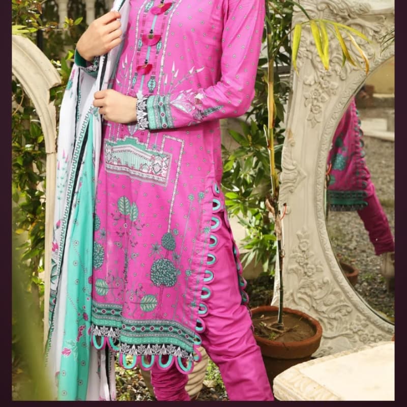 3PC Unstitched Printed Lawn Suit CL-1028 A