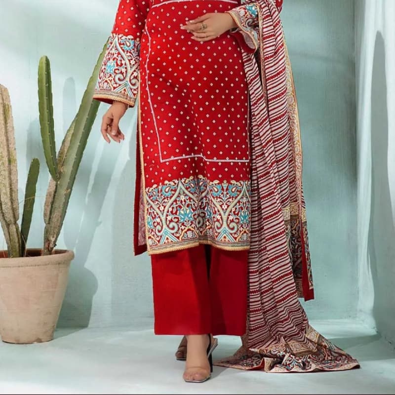 3PC Unstitched Printed Lawn Suit With Silverplus Antibacterial Finish CL-11
