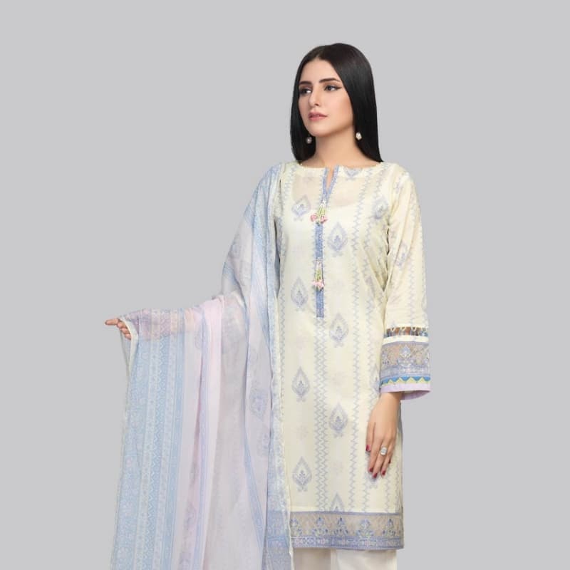 3 pcs unstitched bonanza satrangi suit