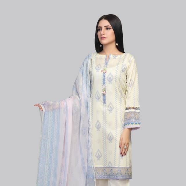 3 pcs unstitched bonanza satrangi suit