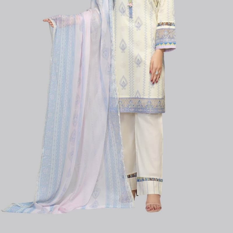 3 pcs unstitched bonanza satrangi suit