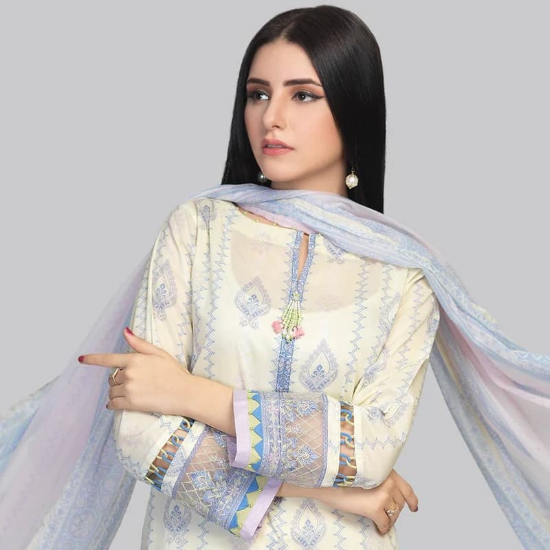 3 pcs unstitched bonanza satrangi suit