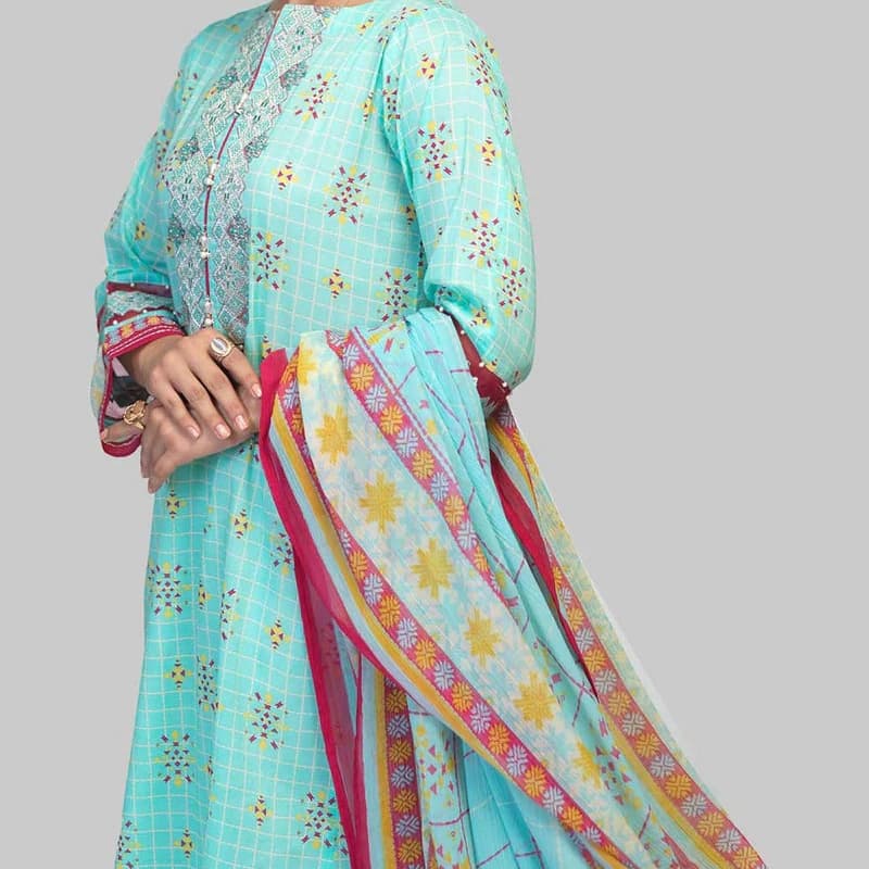 3 pcs unstitched bonanza satrangi suit