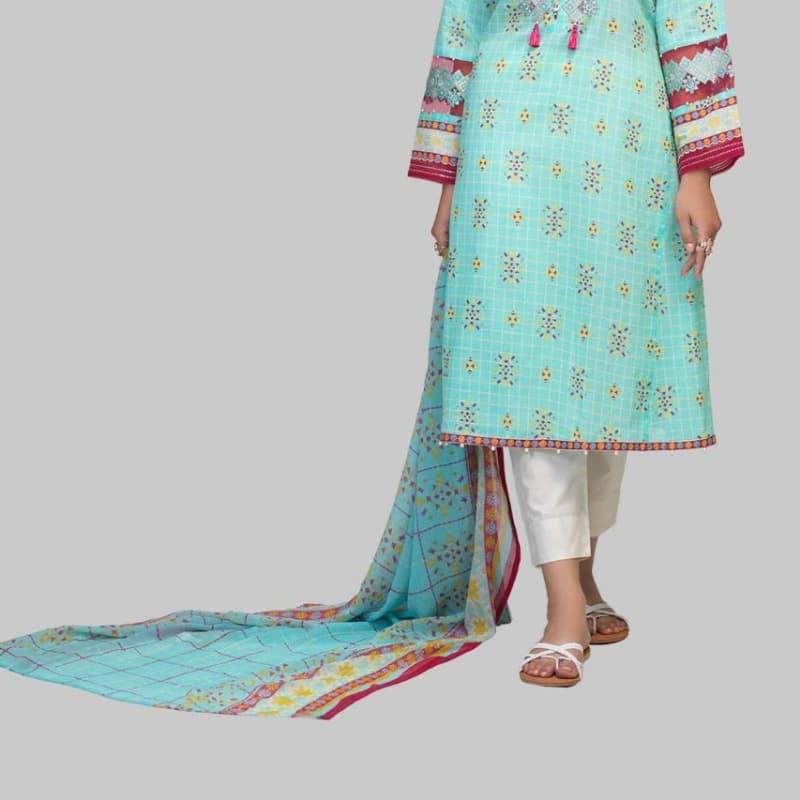 3 pcs unstitched bonanza satrangi suit