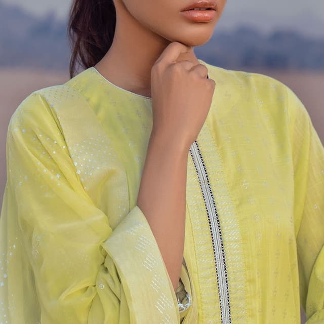 3 Pc Foil Slub Lawn Suit SS-16.1-21-Green