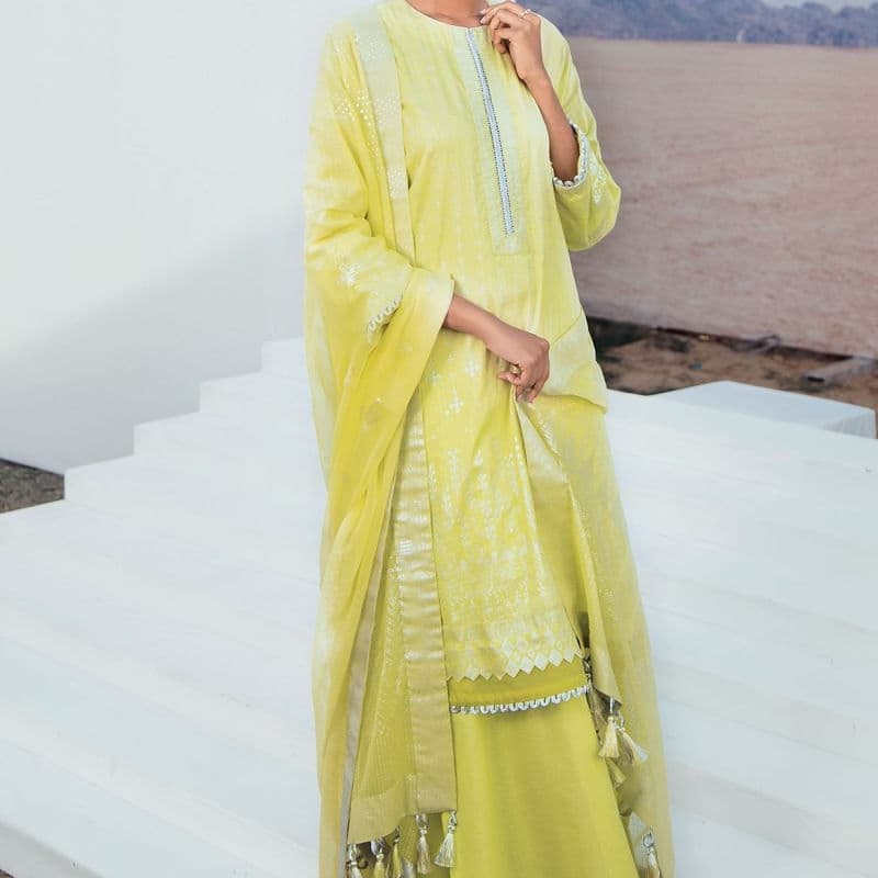 3 Pc Foil Slub Lawn Suit SS-16.1-21-Green