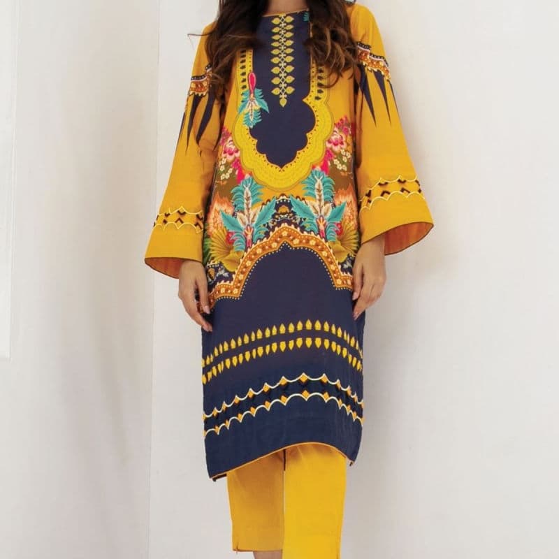 1 Pc Digital Lawn Shirt
   SS-24-21-2-Yellow