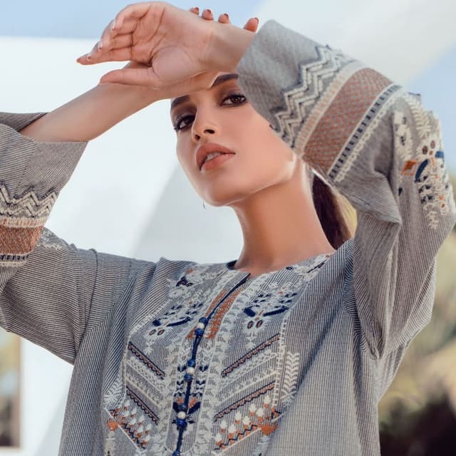 1 Pc Embroidered Yarn Dyed Shirt

  SS-28.1-21-Grey