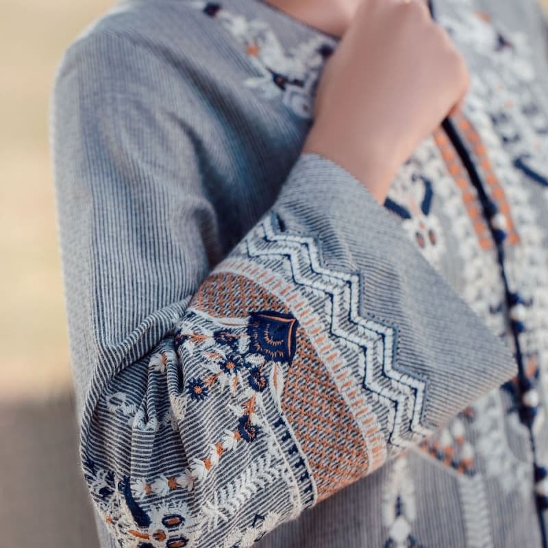 1 Pc Embroidered Yarn Dyed Shirt

  SS-28.1-21-Grey