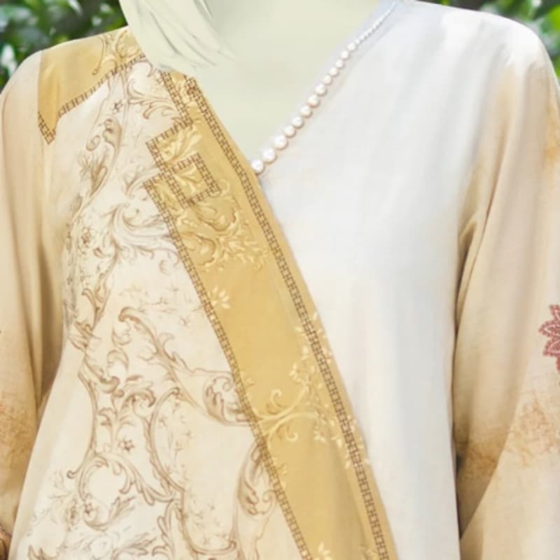 Embroidery Mill Print Lawn Shirt - Dyed Basic Lawn Trouser - Basic Digital 
