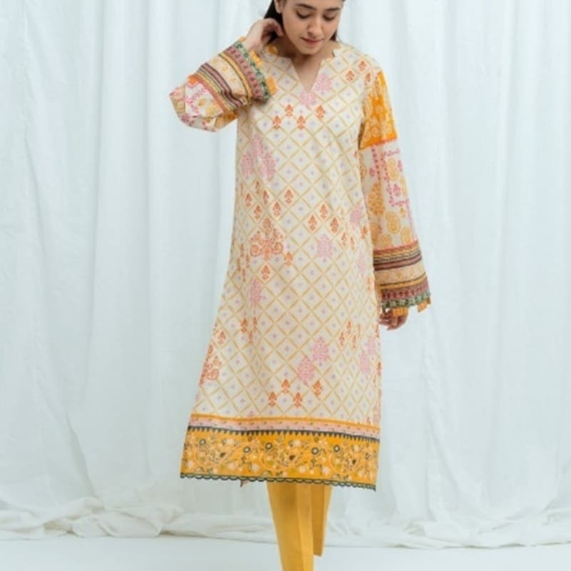 2 piece unstitched lawn by beechtree.. spring amber printed