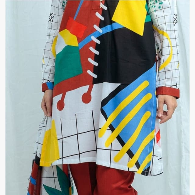 2 piece unstitched printed lawn by beechtree ... Abstract block print