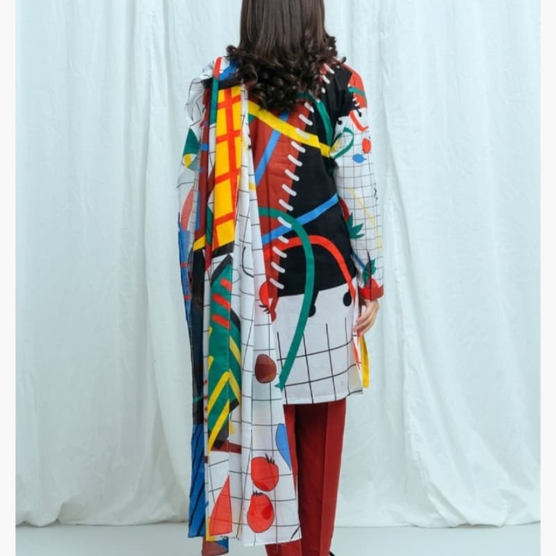 2 piece unstitched printed lawn by beechtree ... Abstract block print