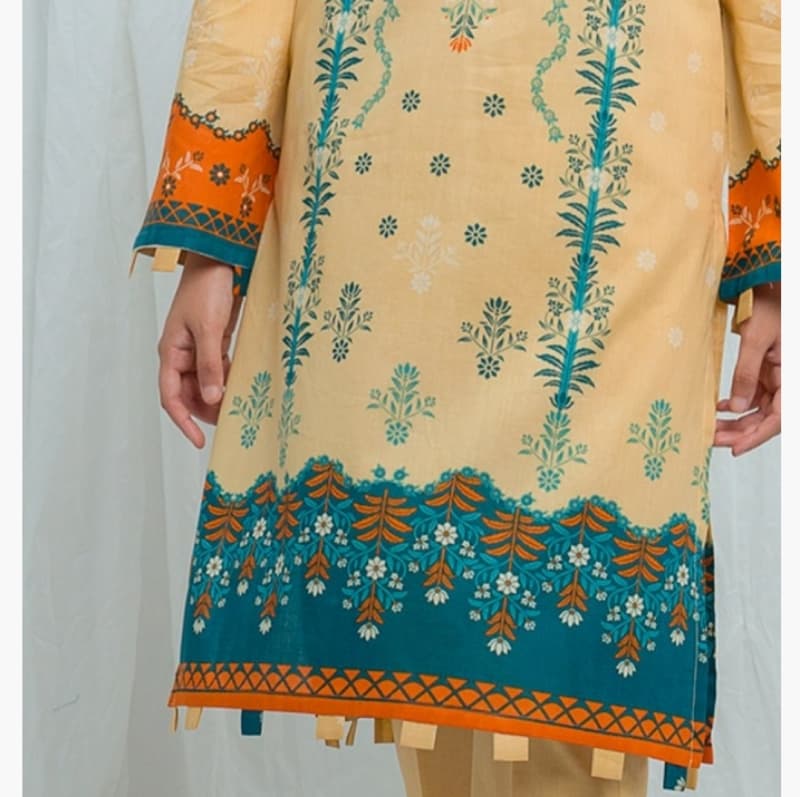 2 piece printed lawn by beechtree   Macaroon cream printed