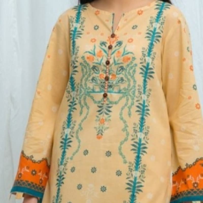2 piece printed lawn by beechtree   Macaroon cream printed