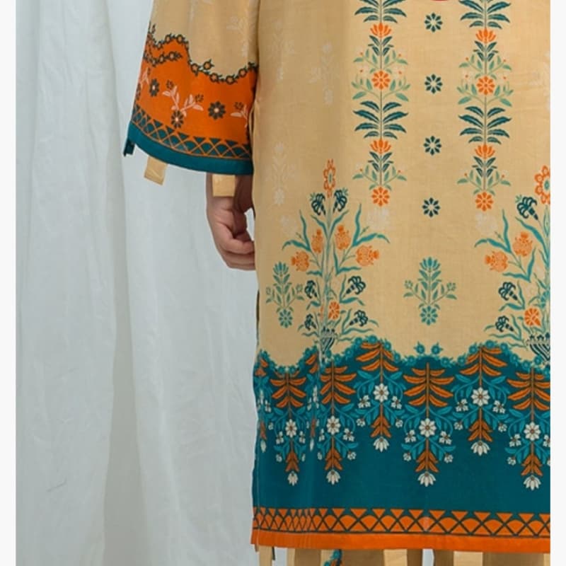 2 piece printed lawn by beechtree   Macaroon cream printed