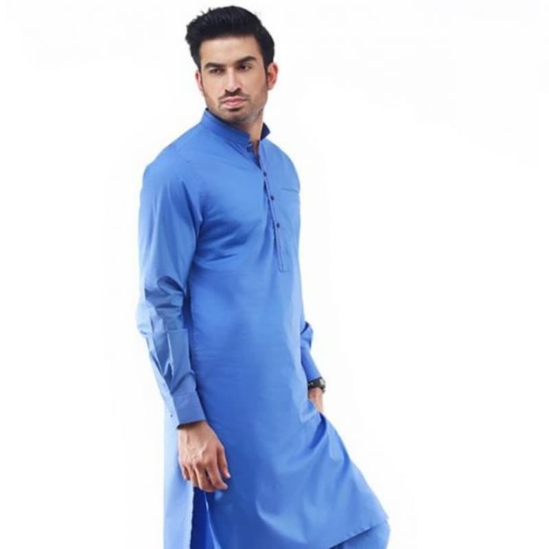Shalwar Kameez Blue Cotton - Men Ready to Wear - Zellbury