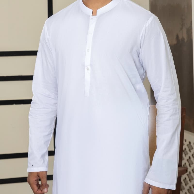 Man  kameez shalwar plain white     FB-21-00109 MKS-S-1077-21