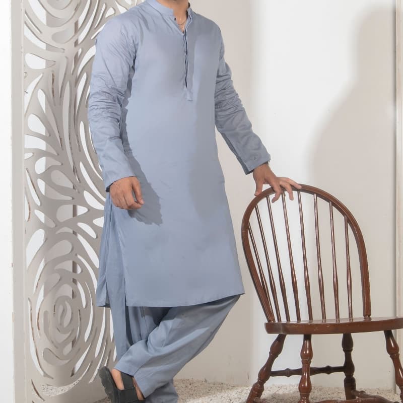 Men kameez shalwar plain blue.    FB-21-00040 MKS-S-1014-21