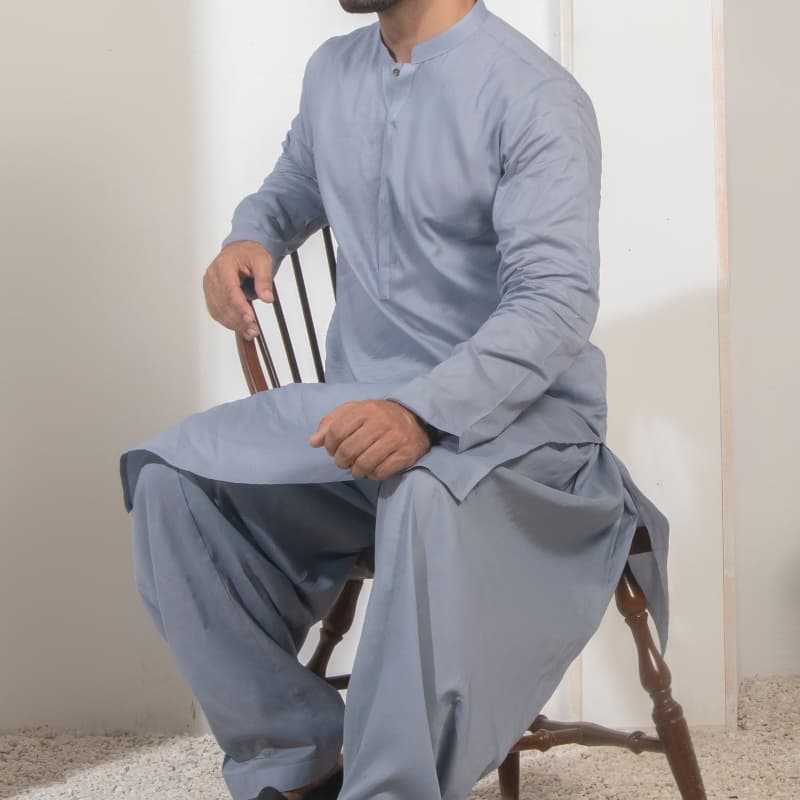 Men kameez shalwar plain blue.    FB-21-00040 MKS-S-1014-21