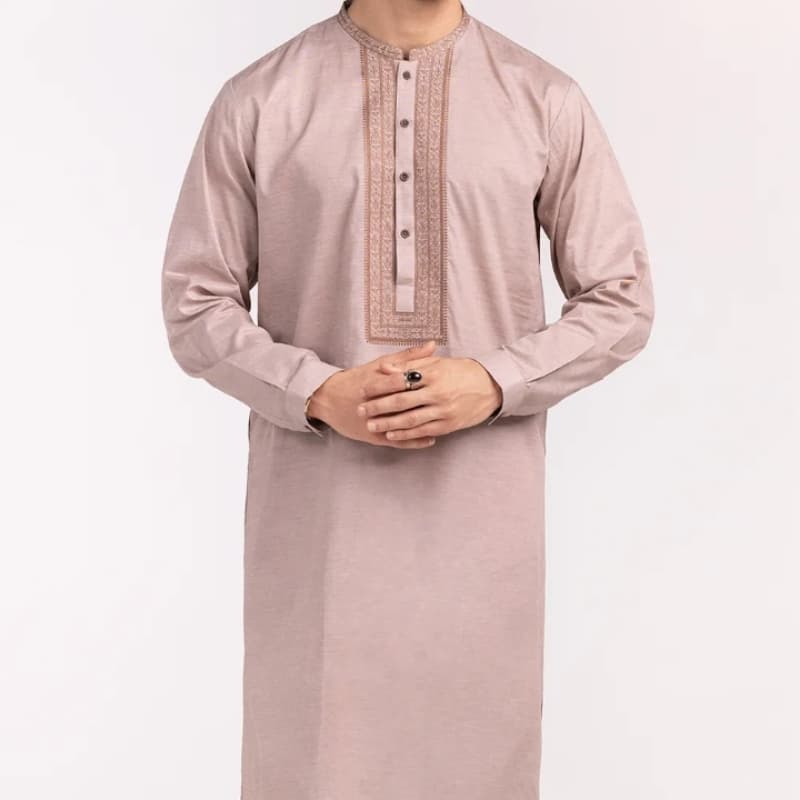 Beige Embroidered Kurta KE-1428