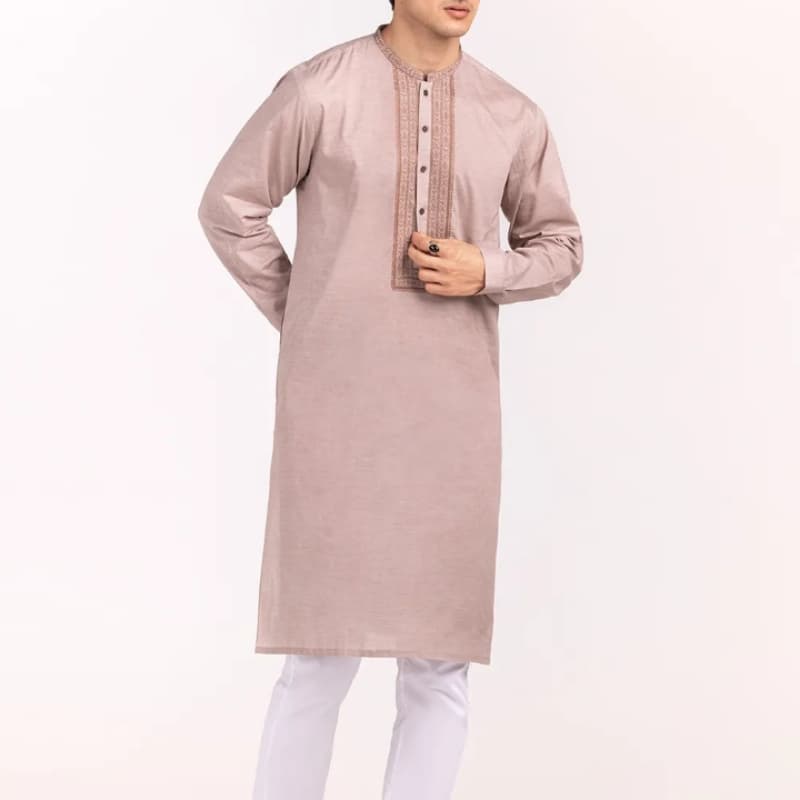 Beige Embroidered Kurta KE-1428