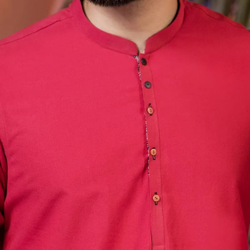 semi formal kurta for men with embroidery on collar & placket.           JJ