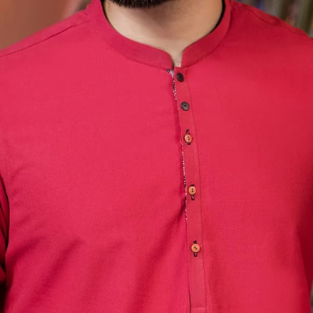 semi formal kurta for men with embroidery on collar & placket.           JJ