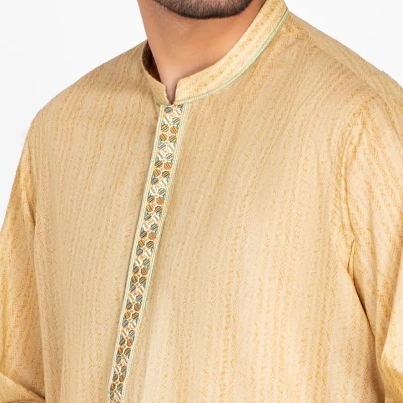 semi formal kurta for men with embroidery on collar & placket      JJK-S-31