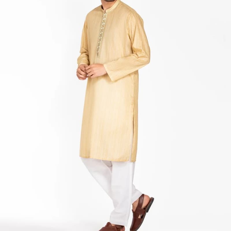 semi formal kurta for men with embroidery on collar & placket      JJK-S-31