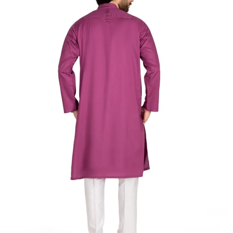Casual Kurta For Men With Contras Applique & Stitching Detail Work On Colla
