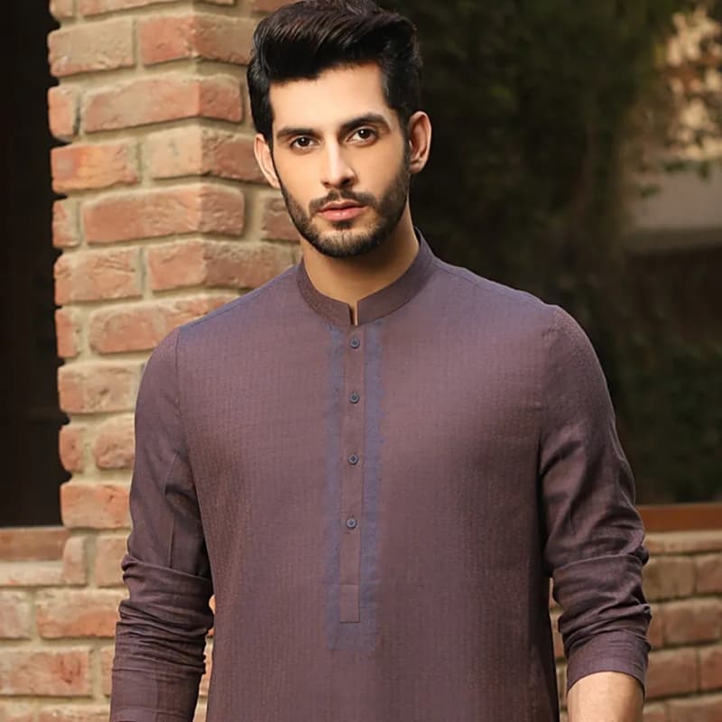 Semi-Formal Kurta For Men With Hand Woven Embroidery On Front.      JJK-A-3