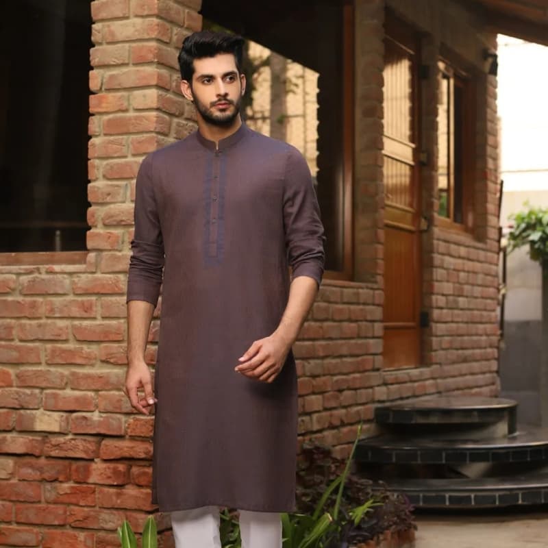 Semi-Formal Kurta For Men With Hand Woven Embroidery On Front.      JJK-A-3