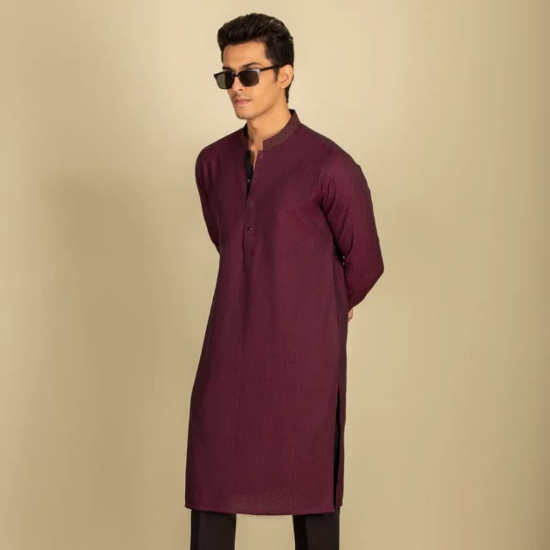 Semi-Formal Suit For Men Designed Computerized Machine Embroidery On Collar