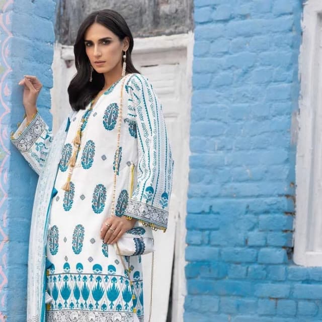 3PC Unstitched Lacquer Printed Lawn Suit With Printed Lawn Dupatta CL-1258
