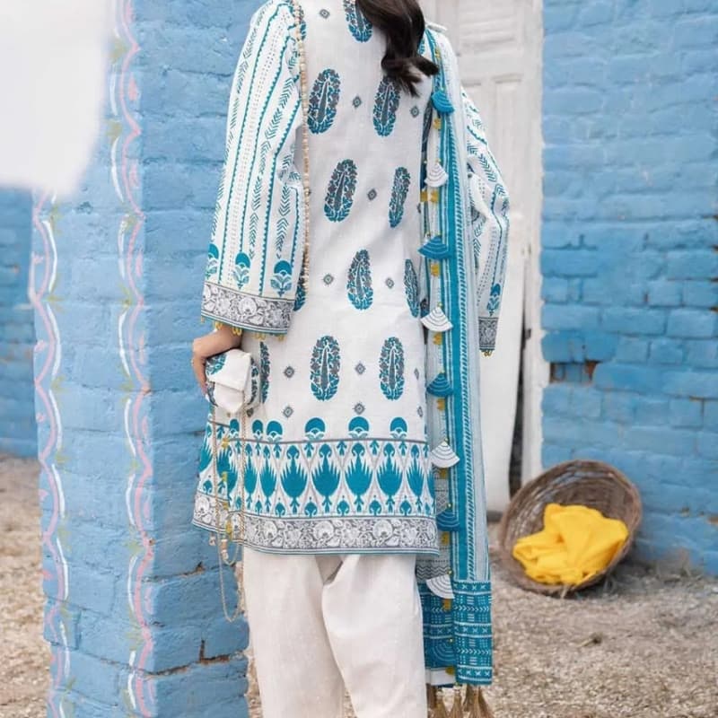 3PC Unstitched Lacquer Printed Lawn Suit With Printed Lawn Dupatta CL-1258