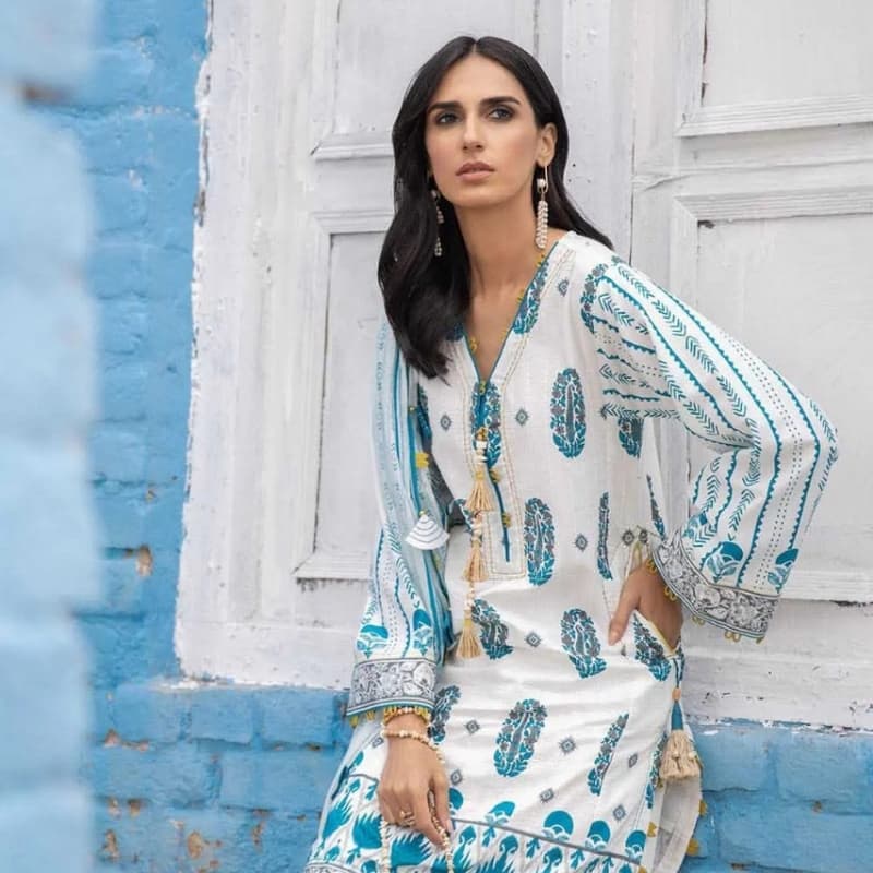 3PC Unstitched Lacquer Printed Lawn Suit With Printed Lawn Dupatta CL-1258