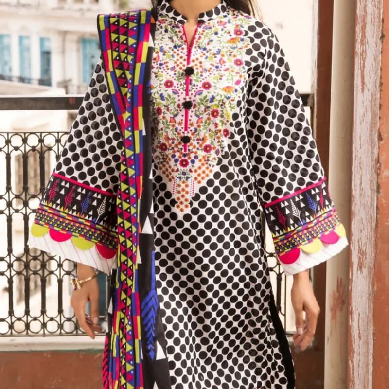 3PC Unstitched Neon Printed Lawn Suit CL-1166 B