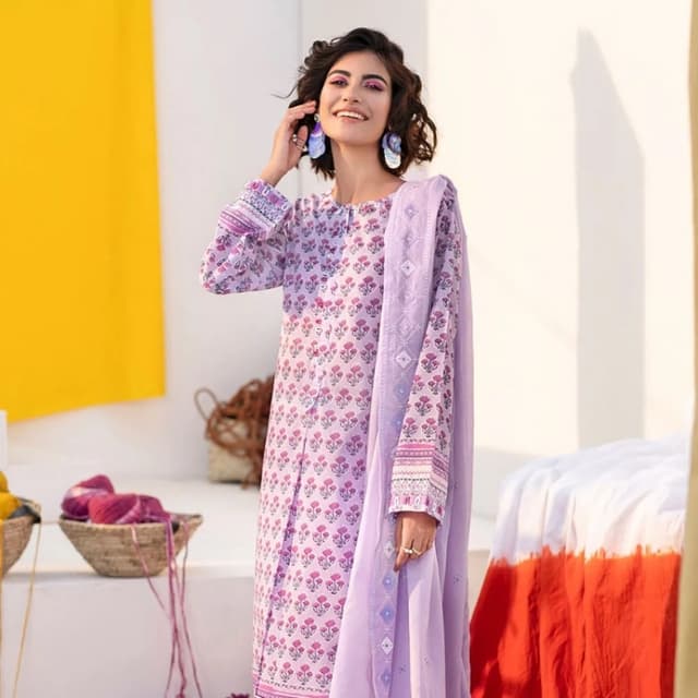 3PC Unstitched Printed Lawn Suit With Embroidered Denting Lawn Dupatta CL-1