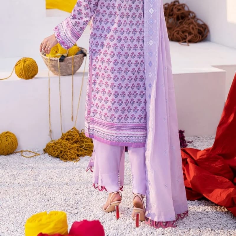 3PC Unstitched Printed Lawn Suit With Embroidered Denting Lawn Dupatta CL-1