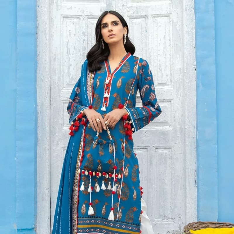 3PC Unstitched Printed Lawn Suit With Printed Lawn Dupatta CL-1255
